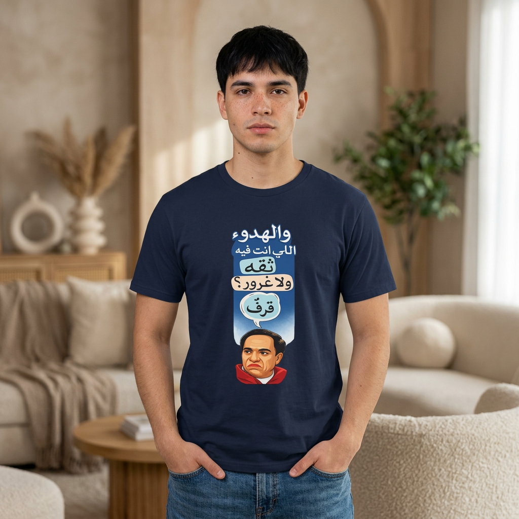 Arabic Quote T-Shirt — Retro Portrait Design with Arabic Text عادل امام