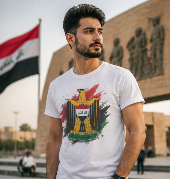 Iraq Coat of Arms T-Shirt — Iraqi Emblem Flag Graphic Tee