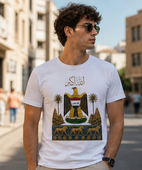 Iraq Coat of Arms T-Shirt — Arabic Eagle Emblem Tee