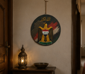 Iraq Flag Round Wood Sign — Eagle Emblem Home Wall Decor