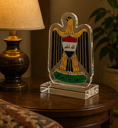 Iraq Coat of Arms Acrylic Standee — Custom Cut Desk Ornament