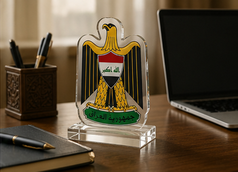 Iraq Coat of Arms Acrylic Standee — Custom Cut Desk Ornament