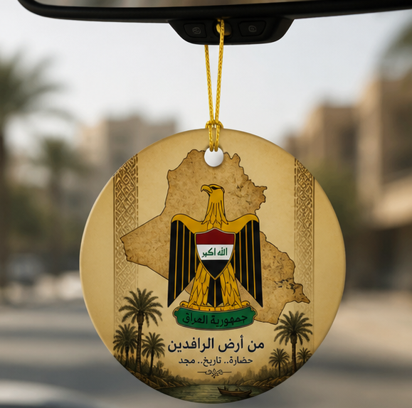 Iraq Map Ceramic Ornament with Iraqi Eagle Emblem