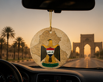 Iraq Map Ceramic Ornament with Golden Eagle Emblem