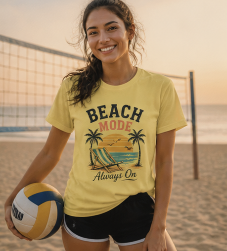 Beach Mode unisex T-Shirt — "Always On" Vintage Sunset Beach Graphic