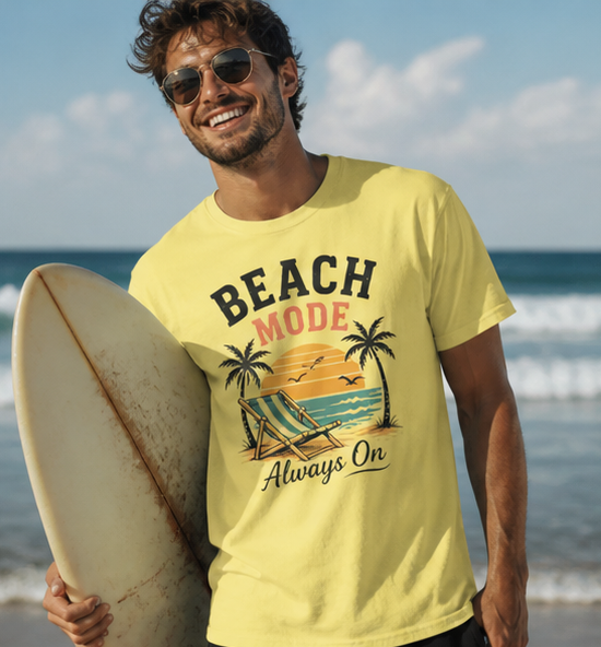 Beach Mode unisex T-Shirt — "Always On" Vintage Sunset Beach Graphic