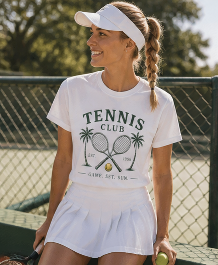 Tennis Club Vintage Graphic unisex T-Shirt — Game Set Sun Palm Court Tee