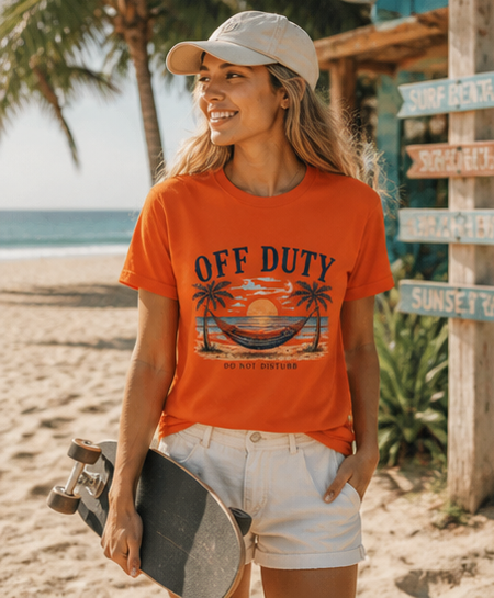 Off Duty Beach unisex T-Shirt — Hammock Sunset Vacation Tee