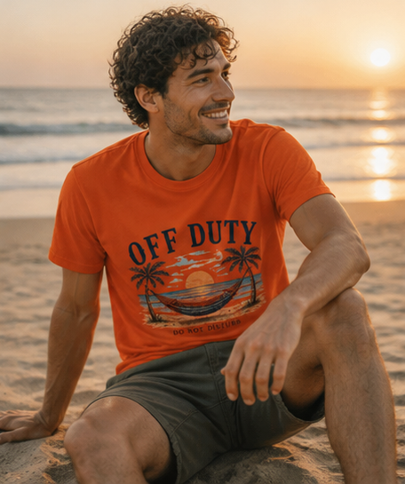 Off Duty Beach unisex T-Shirt — Hammock Sunset Vacation Tee