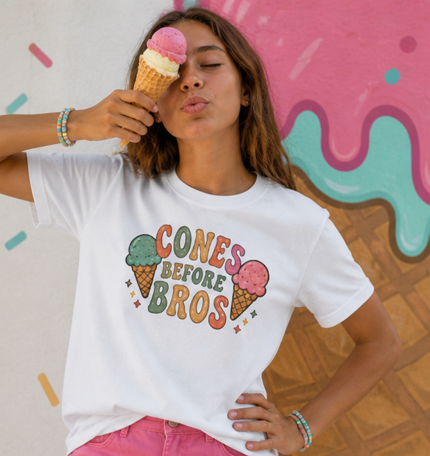 Cones Before Bros Youth Tee - Cute Ice Cream Kids T-Shirt
