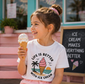 Youth Tee — "Life Is Better With Ice Cream" Ice Cream Cone Beach Graphic