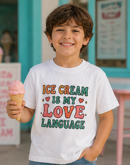 Youth Tee — "Ice Cream Is My Love Language" Cute Ice Cream Graphic Shirt