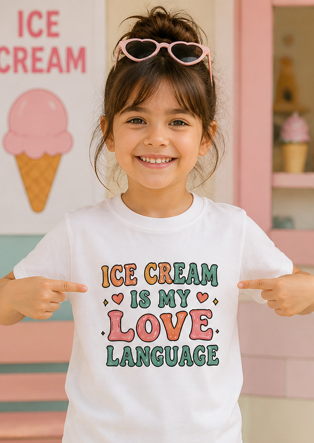 Youth Tee — "Ice Cream Is My Love Language" Cute Ice Cream Graphic Shirt