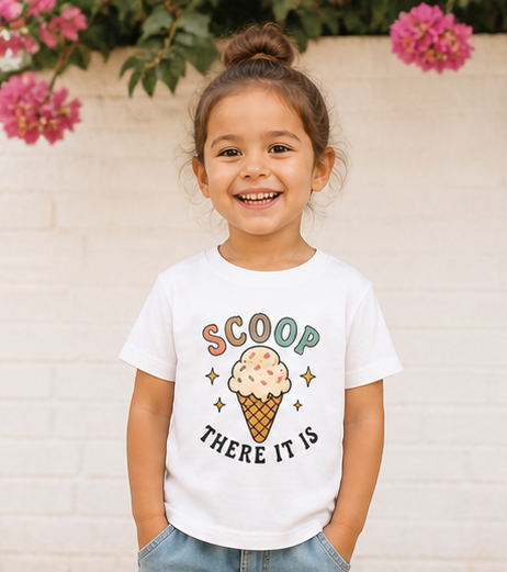 Toddler Tee — "Scoop There It Is" Ice Cream Graphic