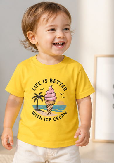 Toddler Tee — "Life Is Better With Ice Cream" Beach Ice Cream Cone Shirt