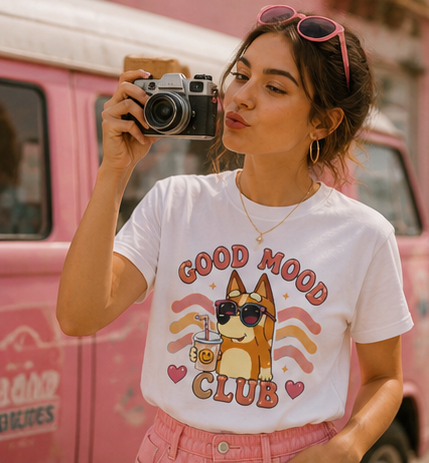 Good Mood Club T-Shirt — Cute Sunglasses Dog Graphic Tee