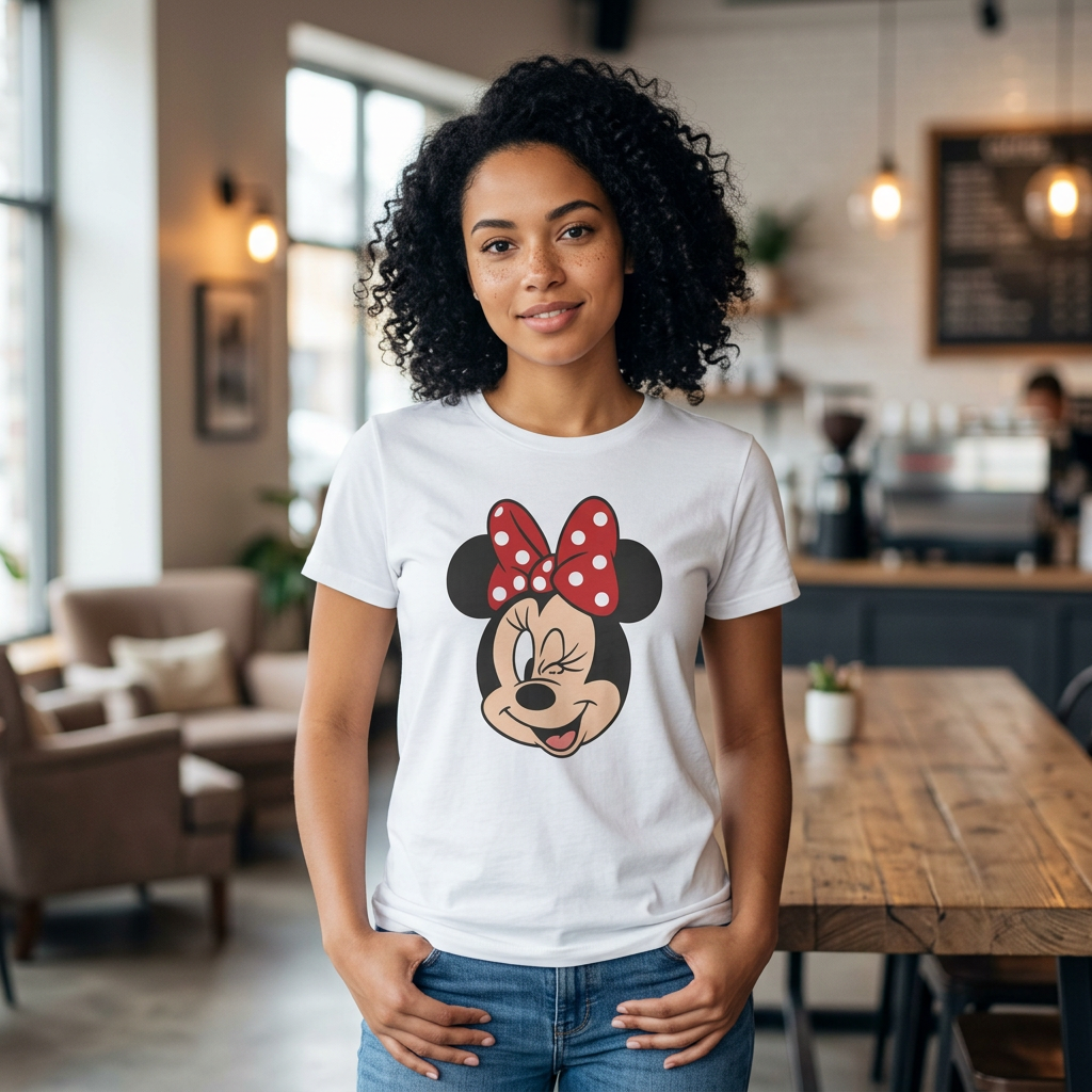 Minnie Mouse Winking Tee - Cute Retro Cartoon Graphic T-Shirt