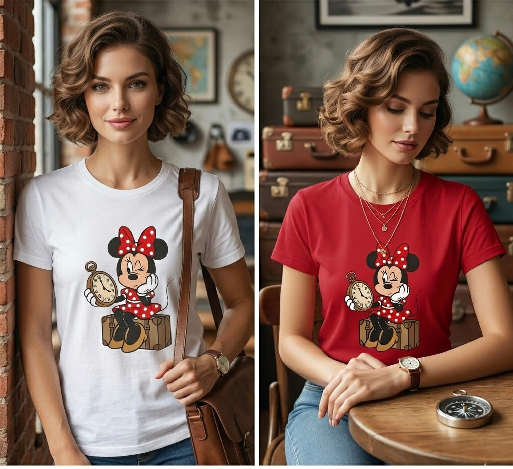 Minnie Mouse Vintage Clock Graphic T-Shirt