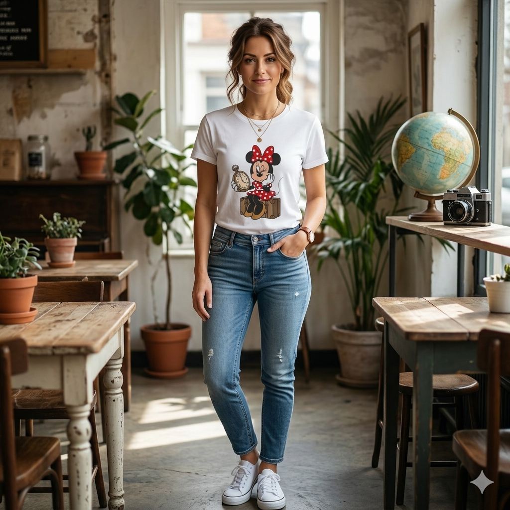 Minnie Mouse Vintage Clock Graphic T-Shirt