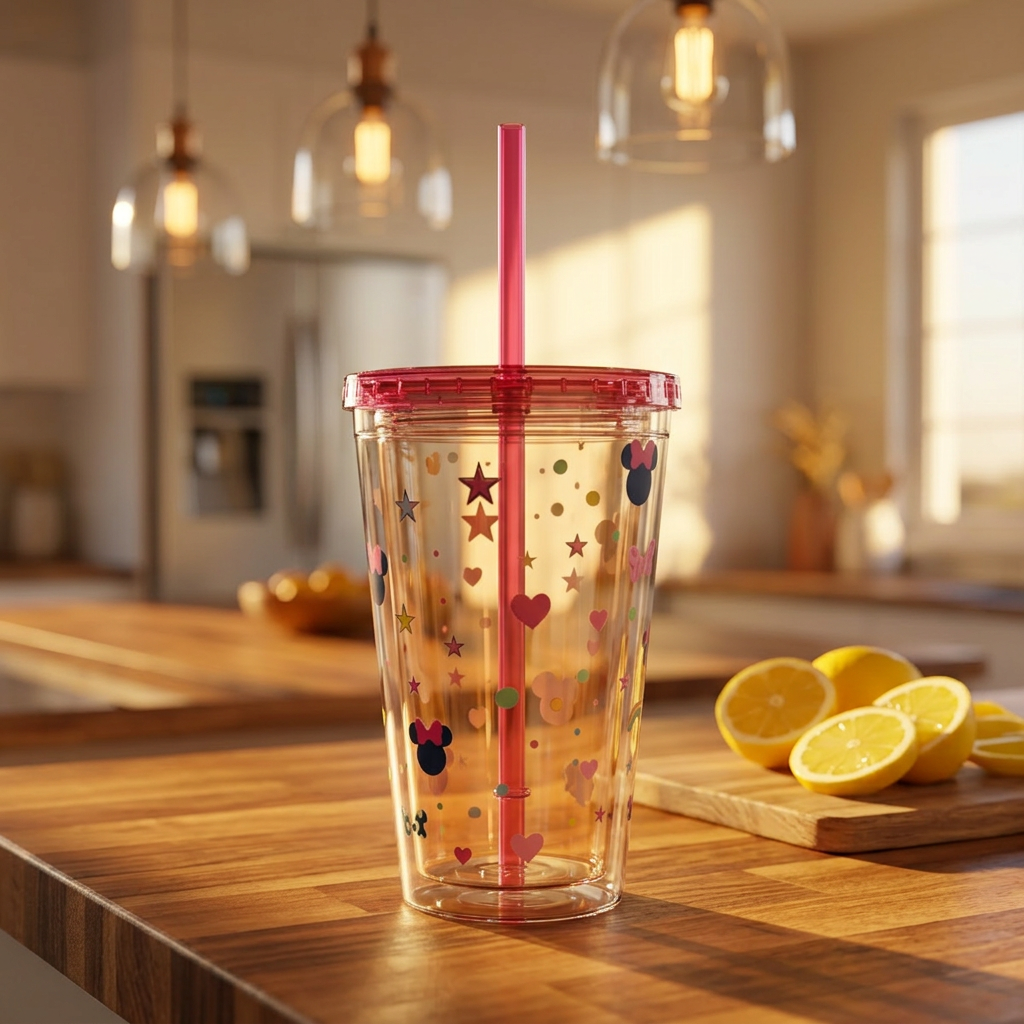16oz Cute Mouse Icons Tumbler with Straw — Rainbows, Hearts & Stars Travel Cup