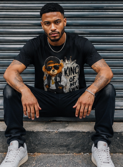 T-Shirt — 'King of My Own World' Cute Bear Graphic Tee