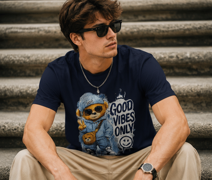 Good Vibes Only Bear T-Shirt — Cute Streetwear Graphic Tee