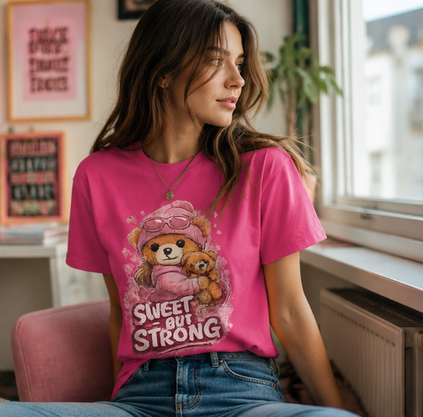 Sweet but Strong Bear T-Shirt — Cute Teddy Graphic Tee