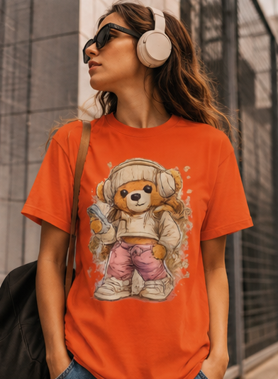 Cute Bear in Cozy  with headphone Outfit T-Shirt
