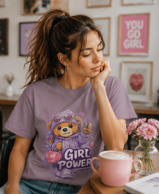 Girl Power Bear T-Shirt — Cute Feminist Graphic Tee