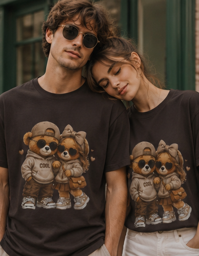 Cute Couple Bear Tee — Cozy Matching Cartoon Bear unisex T-Shirt