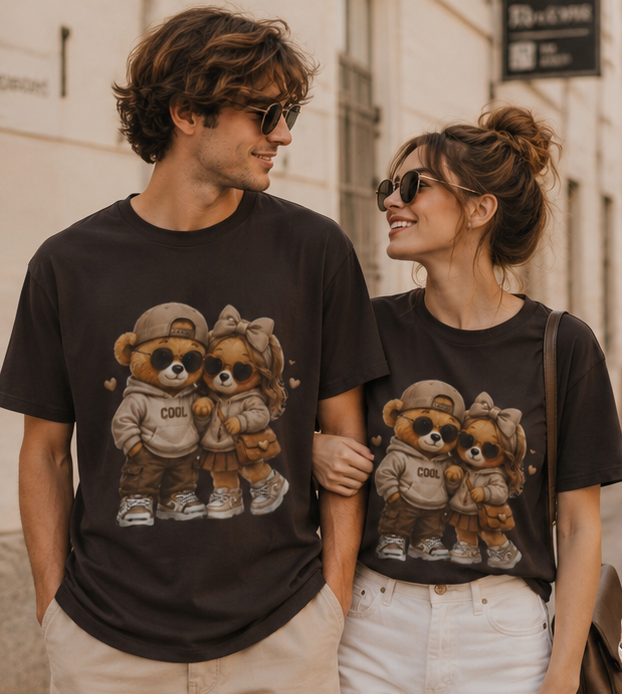 Cute Couple Bear Tee — Cozy Matching Cartoon Bear unisex T-Shirt