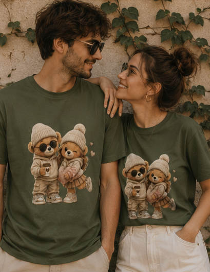 Cute Winter Bears Couple unisex T-Shirt — Cozy Matching Cute Bear Illustration