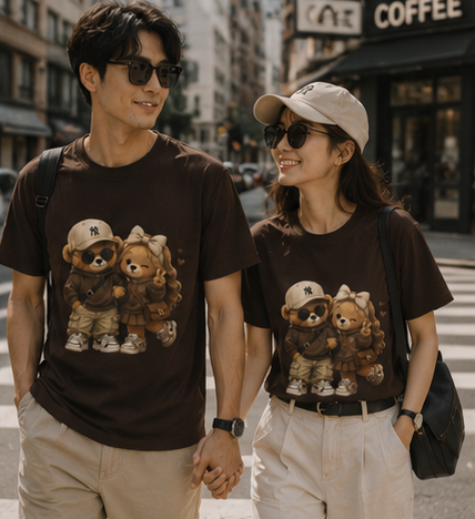 Cute Bear Couple unisex T-Shirt – Cozy Matching Teddy Bears Design