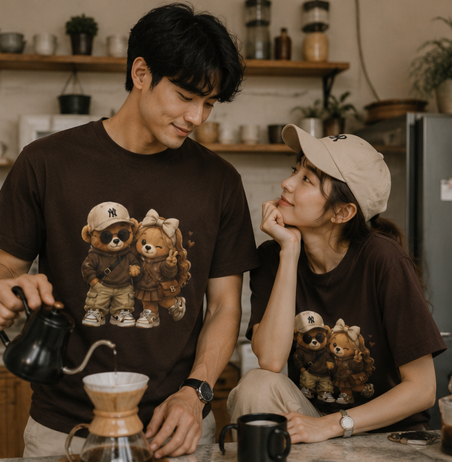 Cute Bear Couple unisex T-Shirt – Cozy Matching Teddy Bears Design