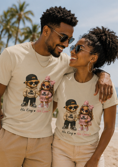 Couple Pomeranian Tee — "His King & Her Queen" Cute Pet Couple unisex T-Shirt