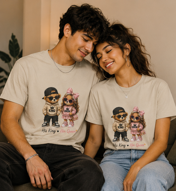 Couple Pomeranian Tee — "His King & Her Queen" Cute Pet Couple unisex T-Shirt