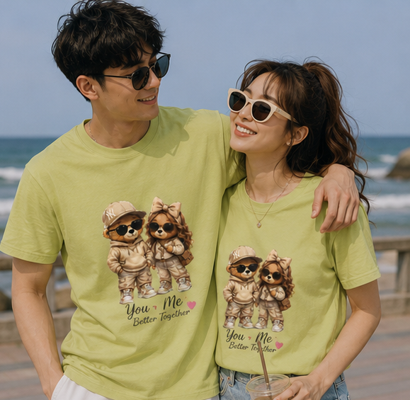 Pomeranian Couple unisex T-Shirt – 'You + Me Forever Together' Cute Dog Lover Tee