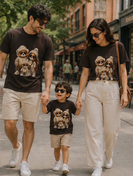Cute Family Raccoon Trio unisex T-Shirt — Matching Cozy Outfit Graphic Tee