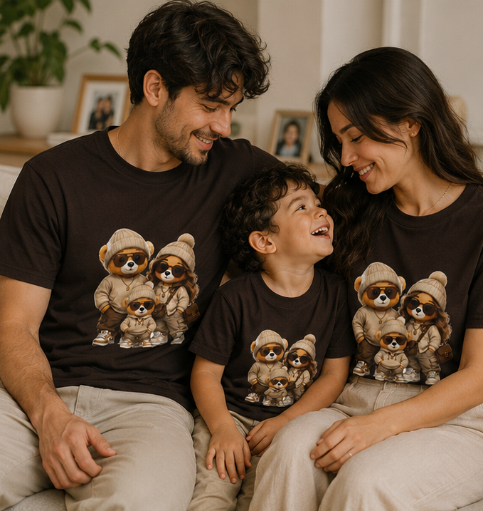Cute Family Raccoon Trio unisex T-Shirt — Matching Cozy Outfit Graphic Tee