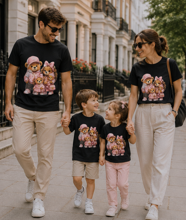Cute Bear Family unisex T-Shirt — Matching Pink Teddy Family Graphic Tee