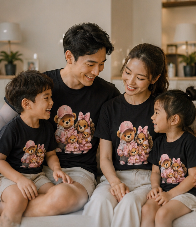 Cute Bear Family unisex T-Shirt — Matching Pink Teddy Family Graphic Tee