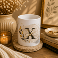 Monogram X Ceramic Mug — Elegant Gold Initial Coffee Cup