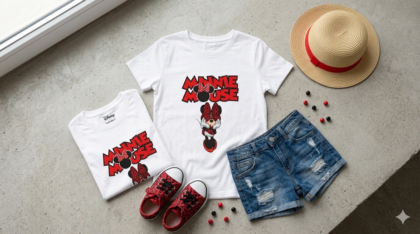 Minnie Mouse Youth Tee – Polka Dot Bow Graphic Kids Shirt