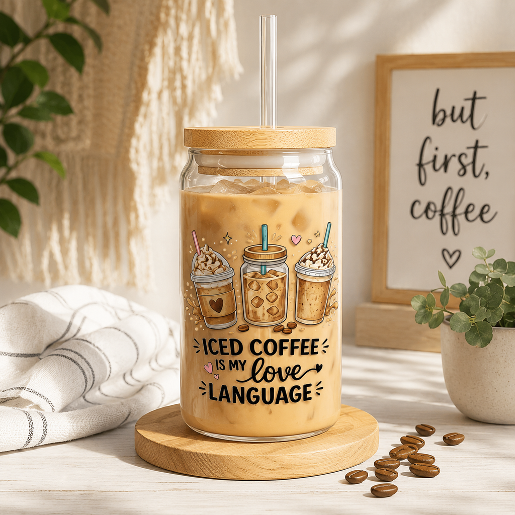 Coffee Is My Love Language Sipper Glass - 16oz Bamboo Lid Tumbler
