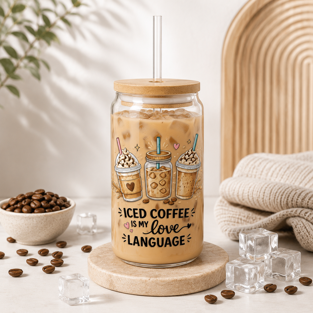 Coffee Is My Love Language Sipper Glass - 16oz Bamboo Lid Tumbler