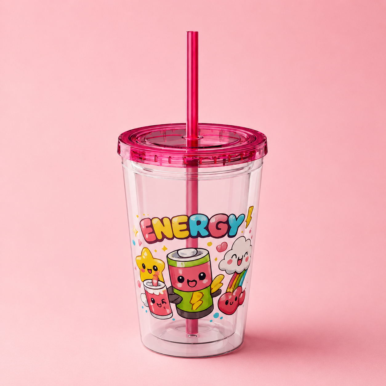 Energy Friends 16oz Tumbler with Straw — Cute Kawaii Drinkware