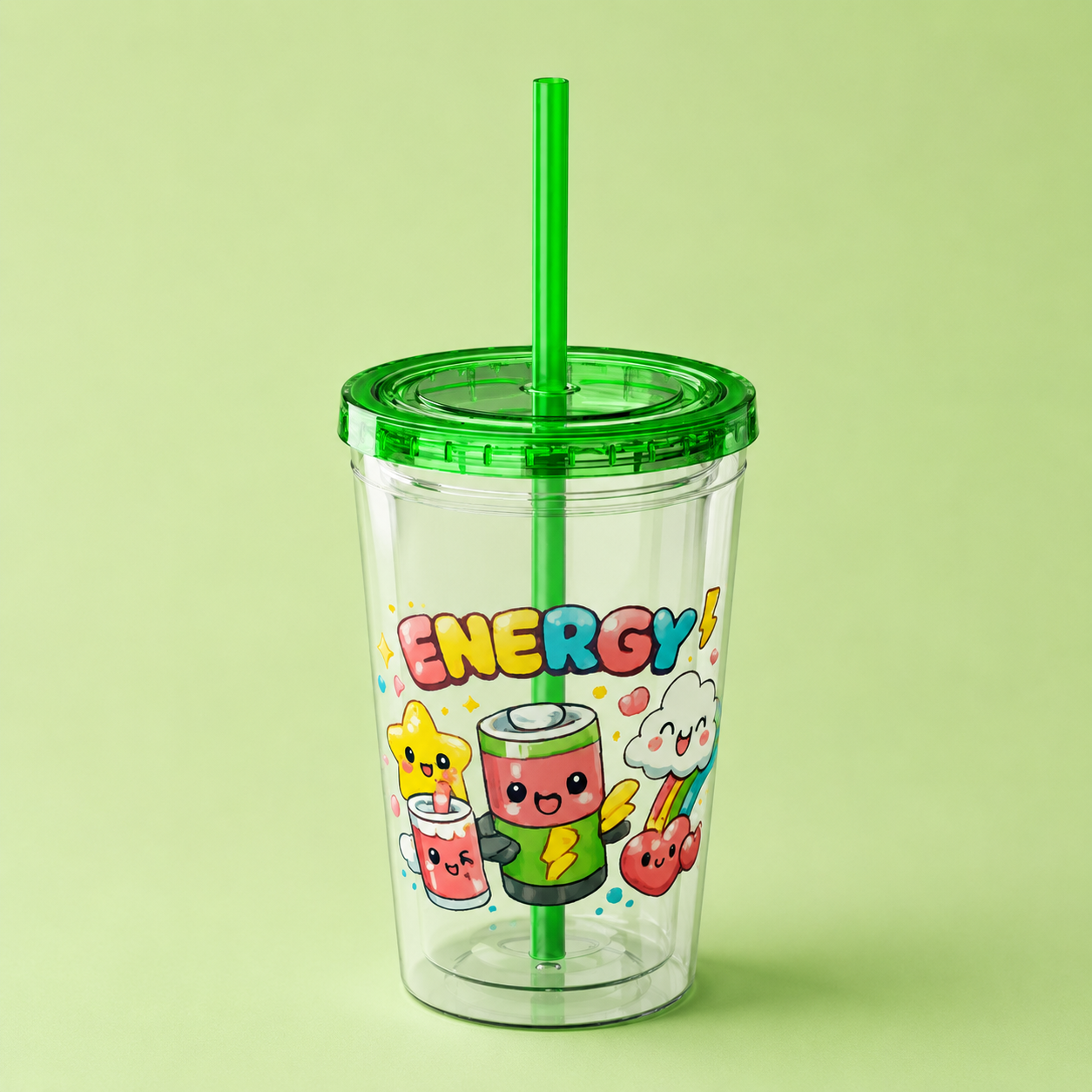 Energy Friends 16oz Tumbler with Straw — Cute Kawaii Drinkware