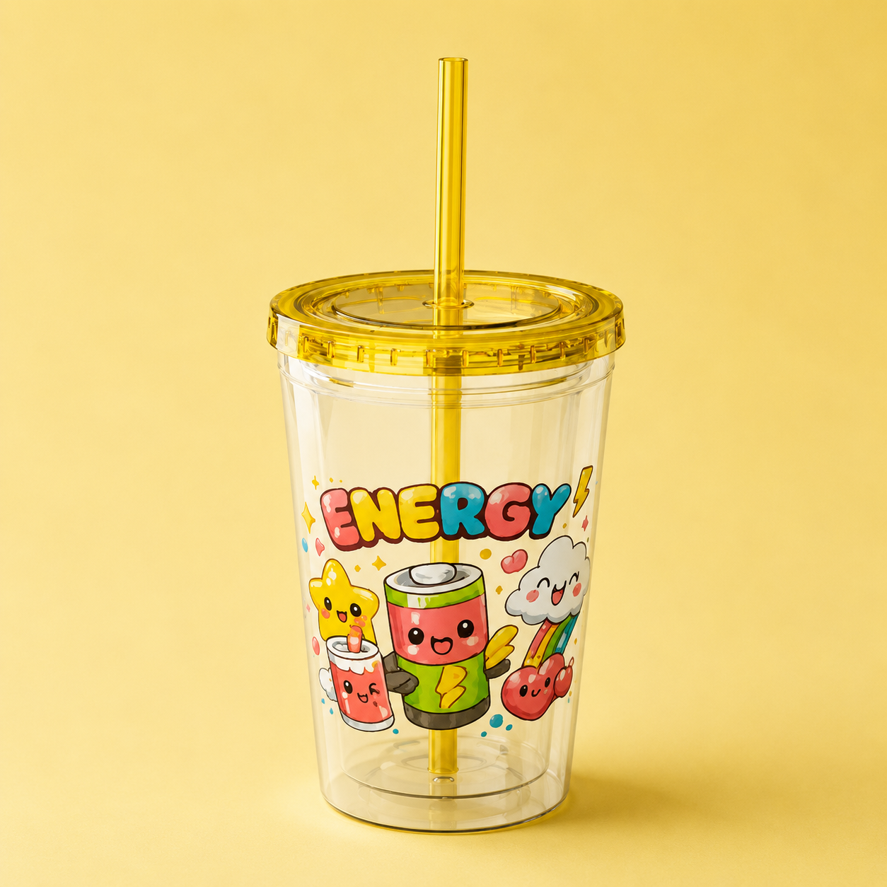 Energy Friends 16oz Tumbler with Straw — Cute Kawaii Drinkware