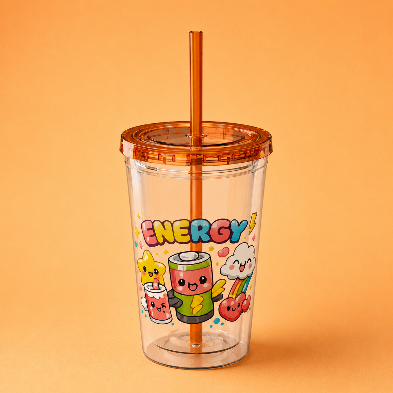 Energy Friends 16oz Tumbler with Straw — Cute Kawaii Drinkware