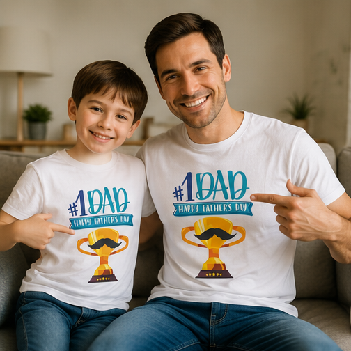 #1 Dad Trophy T-Shirt - Happy Father's Day Graphic Tee